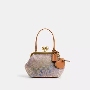Kisslock Rainbow Frame Bag 16In Crystal Signature Jacquard